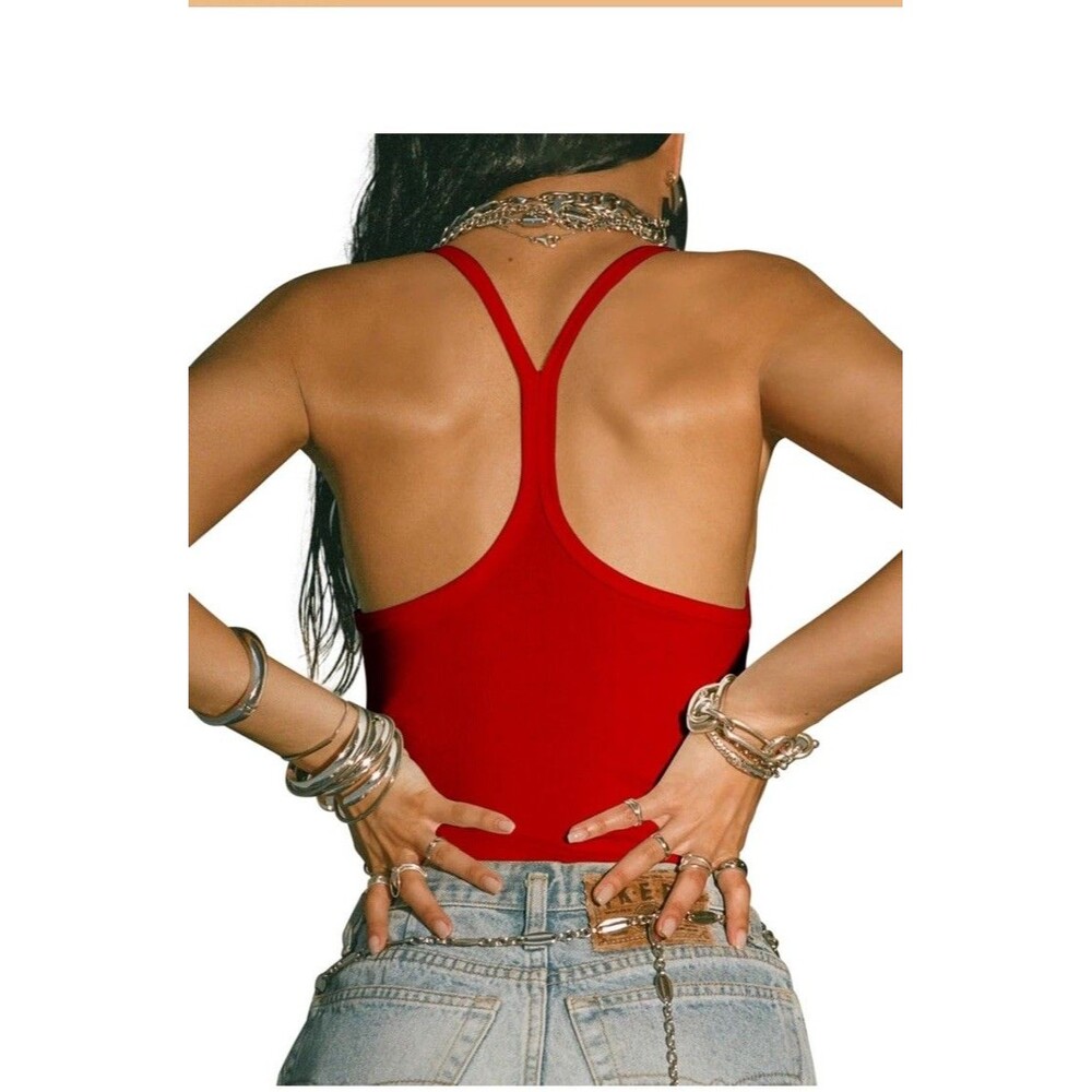 Workout Tops Tank Tops Basic Cute  Going Out Slim Fit Yoga Gym Rib Red Small